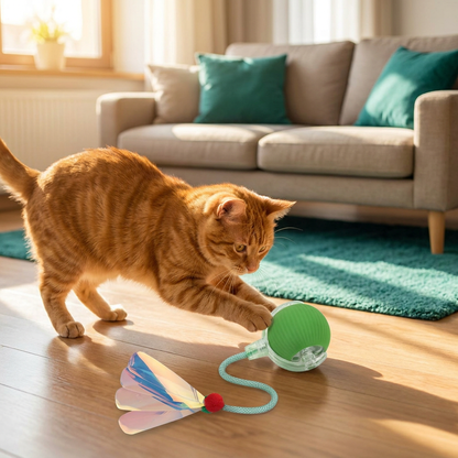 Upgraded Smart Rolling Cat Ball – Durable Interactive Toy with Mesh Tail