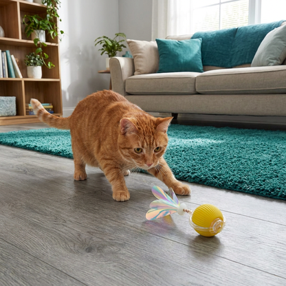 Upgraded Smart Rolling Cat Ball – Durable Interactive Toy with Mesh Tail