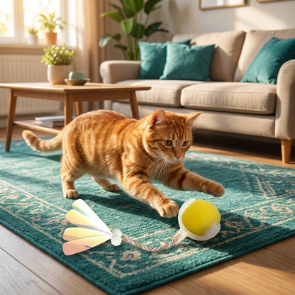 Upgraded Smart Rolling Cat Ball – Durable Interactive Toy with Mesh Tail