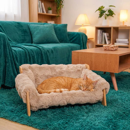 Luxury Elevated Solid Wood Cat Couch Bed