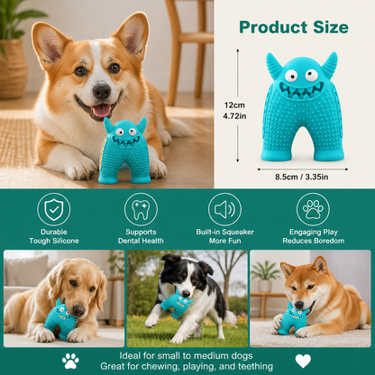 Durable Dog Dental Chew Toy – Tooth Cleaning Monster in Dog Colors