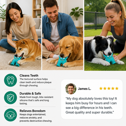 Durable Dog Dental Chew Toy – Tooth Cleaning Monster in Dog Colors
