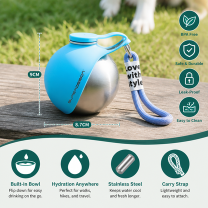 2-in-1 Travel Water Bottle for Dogs – Leak-Proof Stainless Steel Bottle with Silicone Bowl