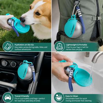 2-in-1 Travel Water Bottle for Dogs – Leak-Proof Stainless Steel Bottle with Silicone Bowl