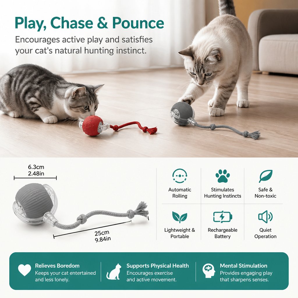Interactive Play Ball With Tail For Cats