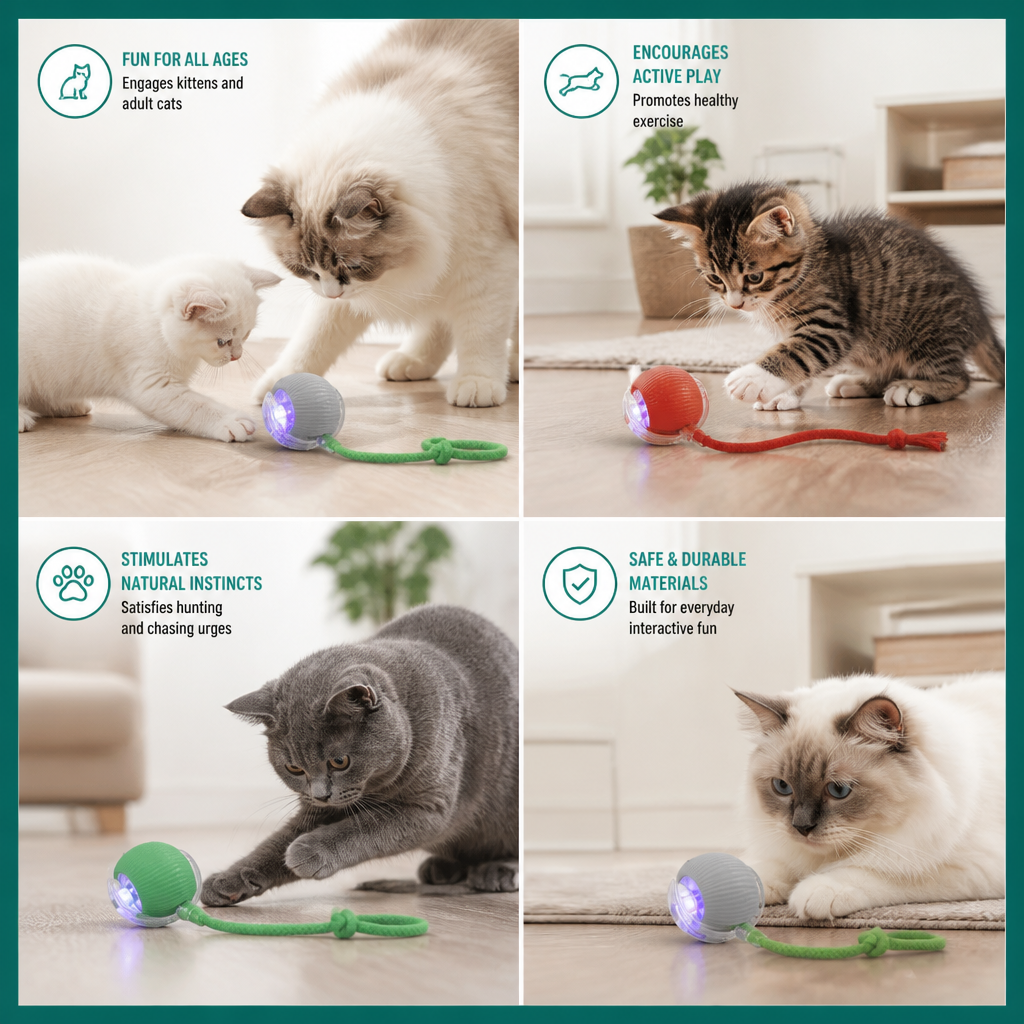 Interactive Play Ball With Tail For Cats