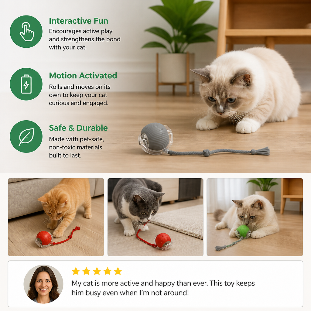 Interactive Play Ball With Tail For Cats