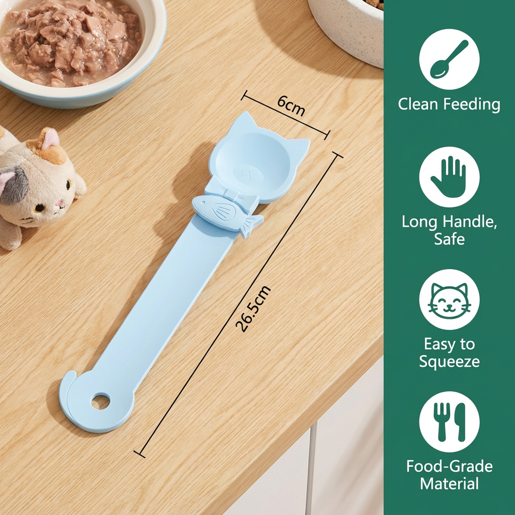 Cat Treat Spoon Feeder – Lickable Wet Food Dispenser with Long Handle