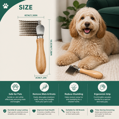 Pet Dematting Comb – Undercoat & Knot Remover