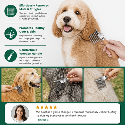 Pet Dematting Comb – Undercoat & Knot Remover