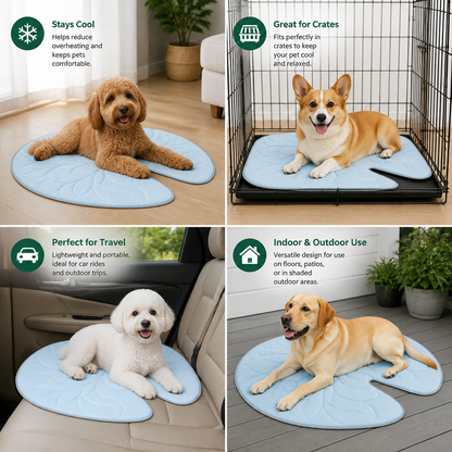 Cooling Leaf-Shaped Pet Mat – Washable Summer Mat with Non-Slip Bottom