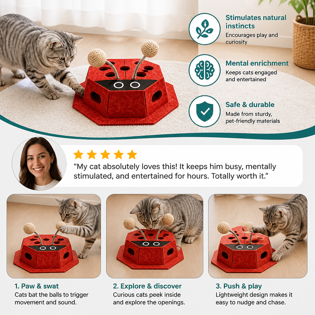 3in1 Interactive Ladybug Cat Puzzle Toy