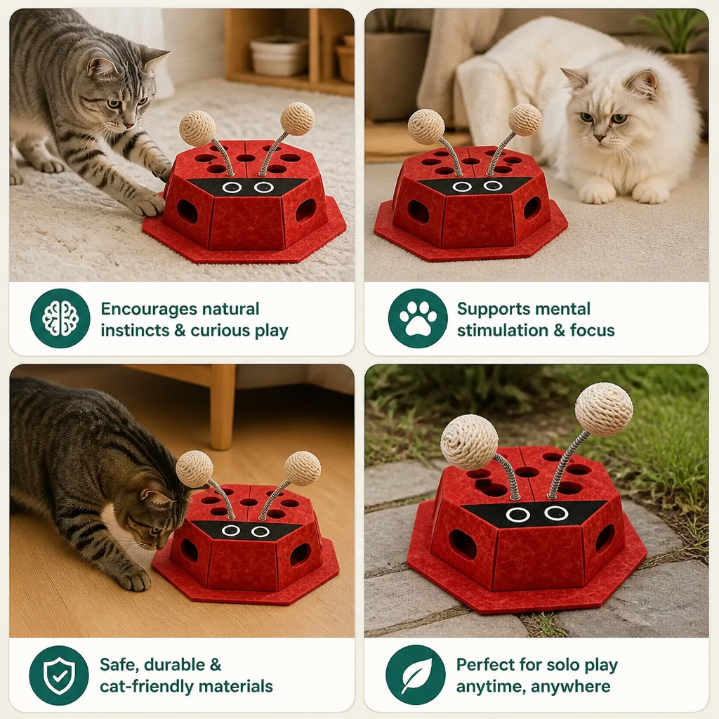 3in1 Interactive Ladybug Cat Puzzle Toy