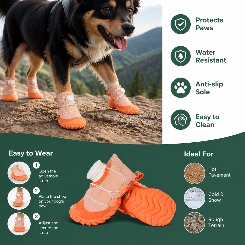 Protective Dog Shoes with Adjustable Straps for Comfortable Outdoor Walks