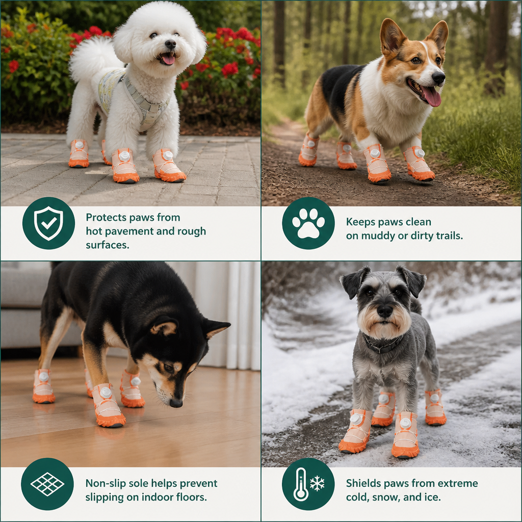 Protective Dog Shoes with Adjustable Straps for Comfortable Outdoor Walks