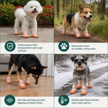 Protective Dog Shoes with Adjustable Straps for Comfortable Outdoor Walks