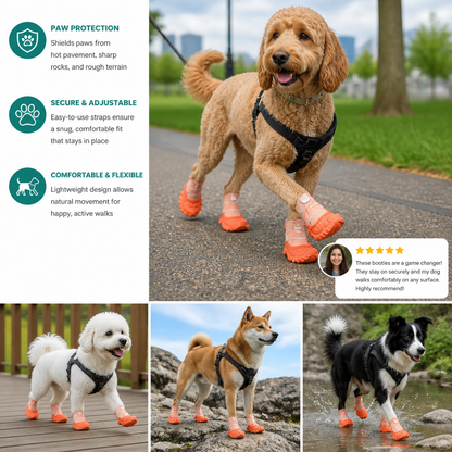 Protective Dog Shoes with Adjustable Straps for Comfortable Outdoor Walks