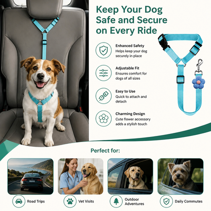 Adjustable Dog Seat Belt Harness for Safe and Comfortable Car Travel