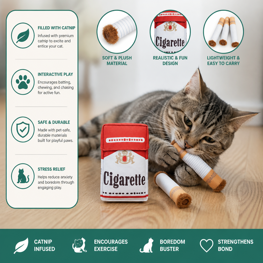 Cigarette Pack Catnip Toy Set for Interactive Cat Play