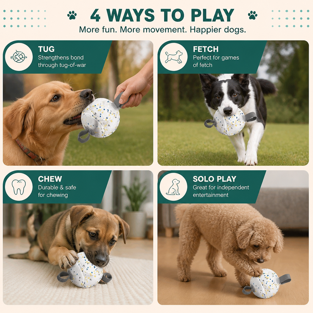 Eco-Friendly Indestructible Dog Ball – Bite Resistant Interactive Tug & Fetch Toy