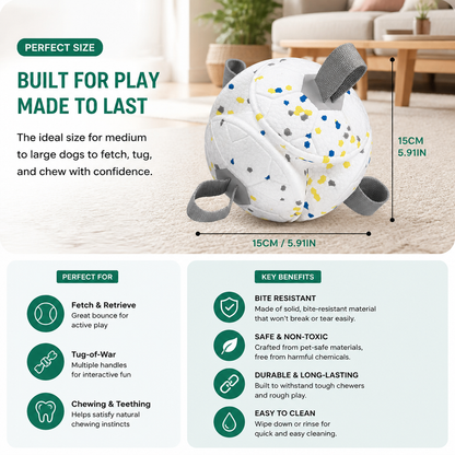 Eco-Friendly Indestructible Dog Ball – Bite Resistant Interactive Tug & Fetch Toy