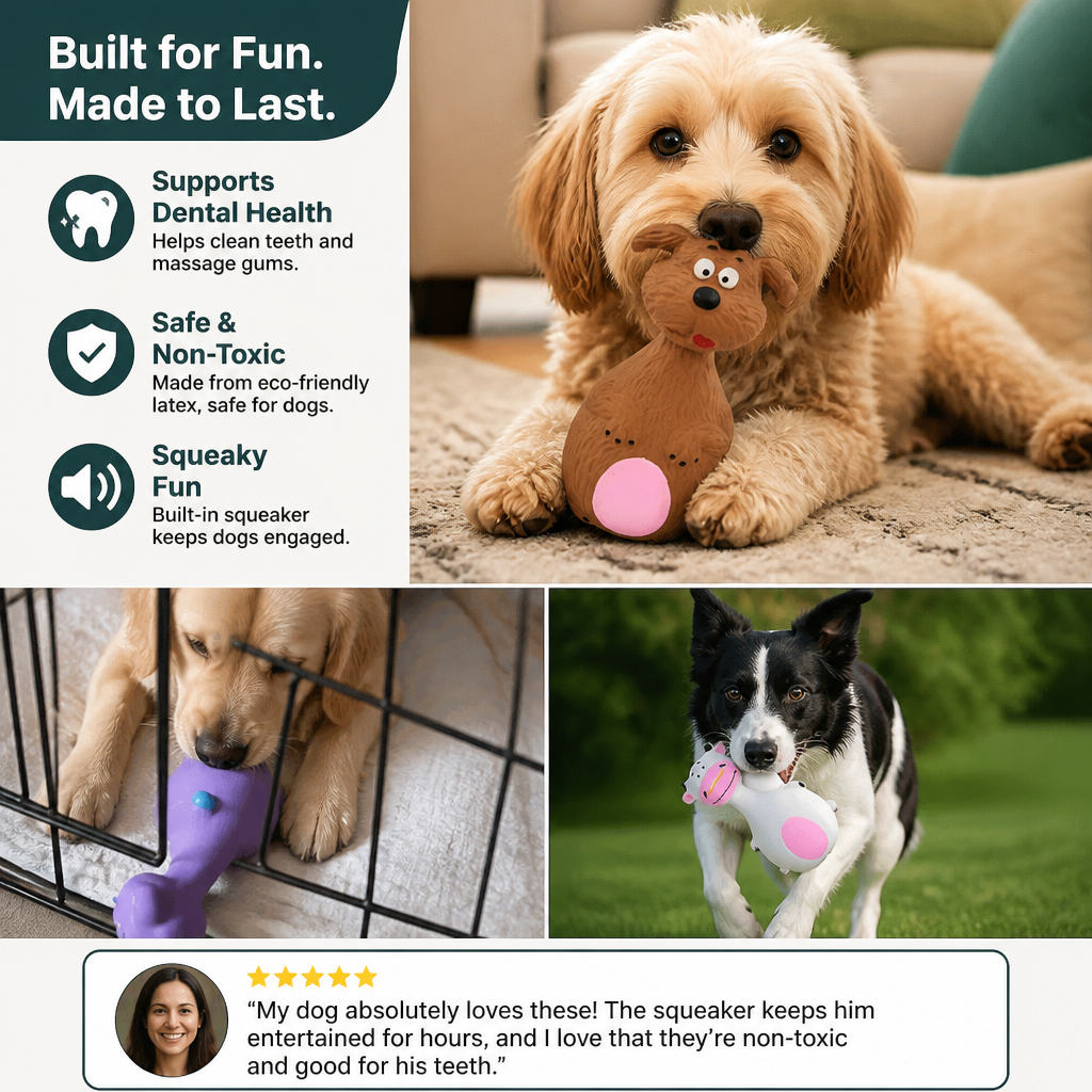 Durable Eco-Friendly Latex Squeaky Dental Dog Toy