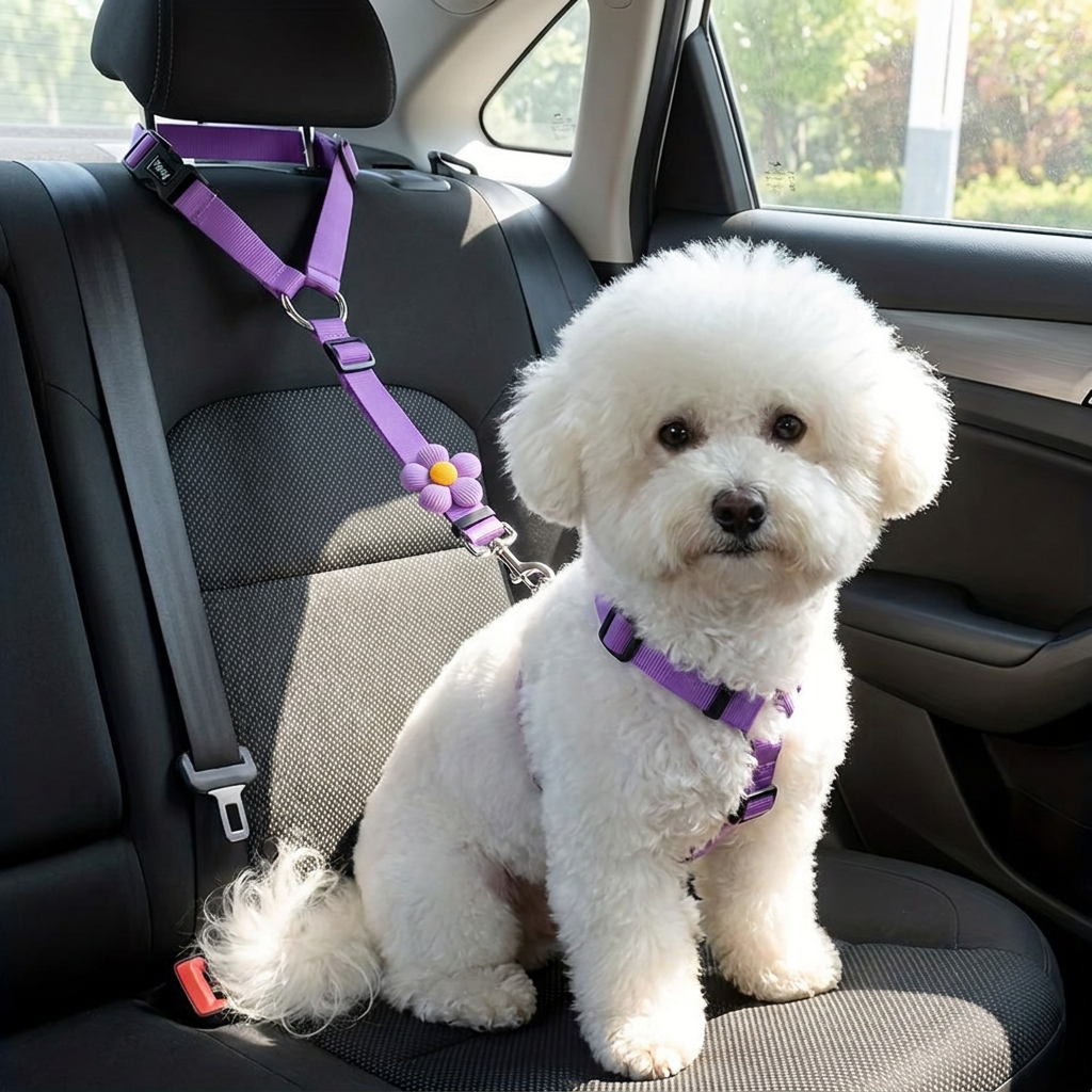 Adjustable Dog Seat Belt Harness for Safe and Comfortable Car Travel