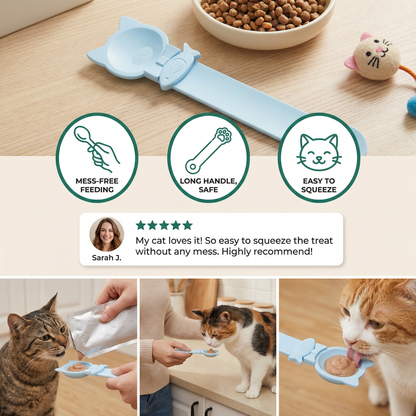 Cat Treat Spoon Feeder – Lickable Wet Food Dispenser with Long Handle