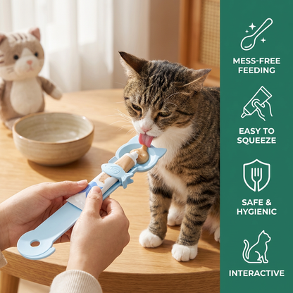 Cat Treat Spoon Feeder – Lickable Wet Food Dispenser with Long Handle