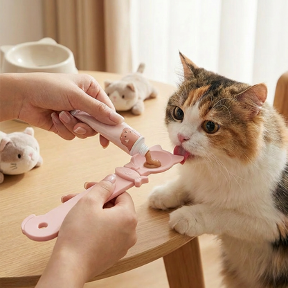 Cat Treat Spoon Feeder – Lickable Wet Food Dispenser with Long Handle