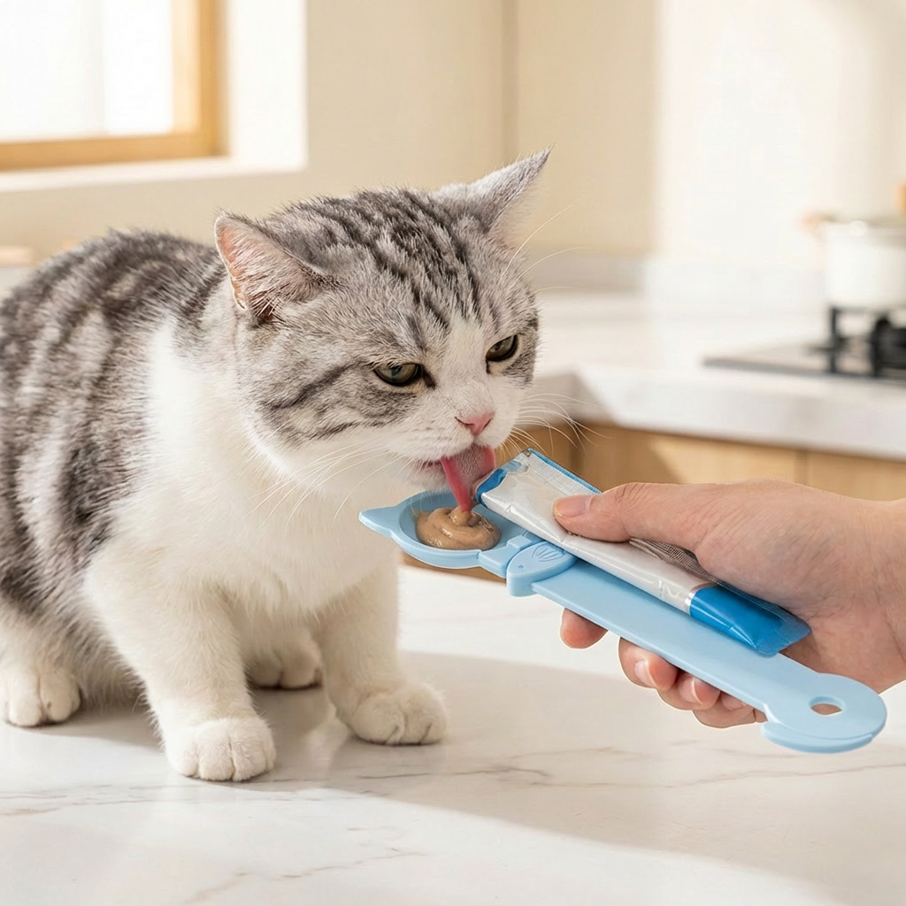 Cat Treat Spoon Feeder – Lickable Wet Food Dispenser with Long Handle