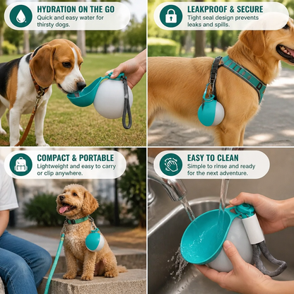 Sphere 2-in-1 Dog Water Bottle with Silicone Bowl – Leakproof Travel Bottle