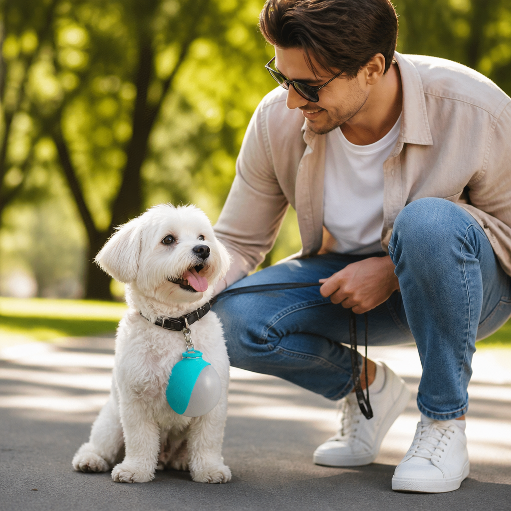 Sphere 2-in-1 Dog Water Bottle with Silicone Bowl – Leakproof Travel Bottle