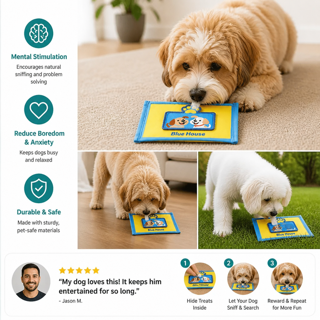 Durable Wet Wipe Snuffle Toy for Dogs – Squeaky Nosework Puzzle with Hidden Treat Pocket