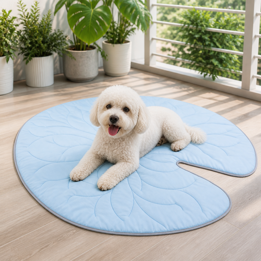 Cooling Leaf-Shaped Pet Mat – Washable Summer Mat with Non-Slip Bottom