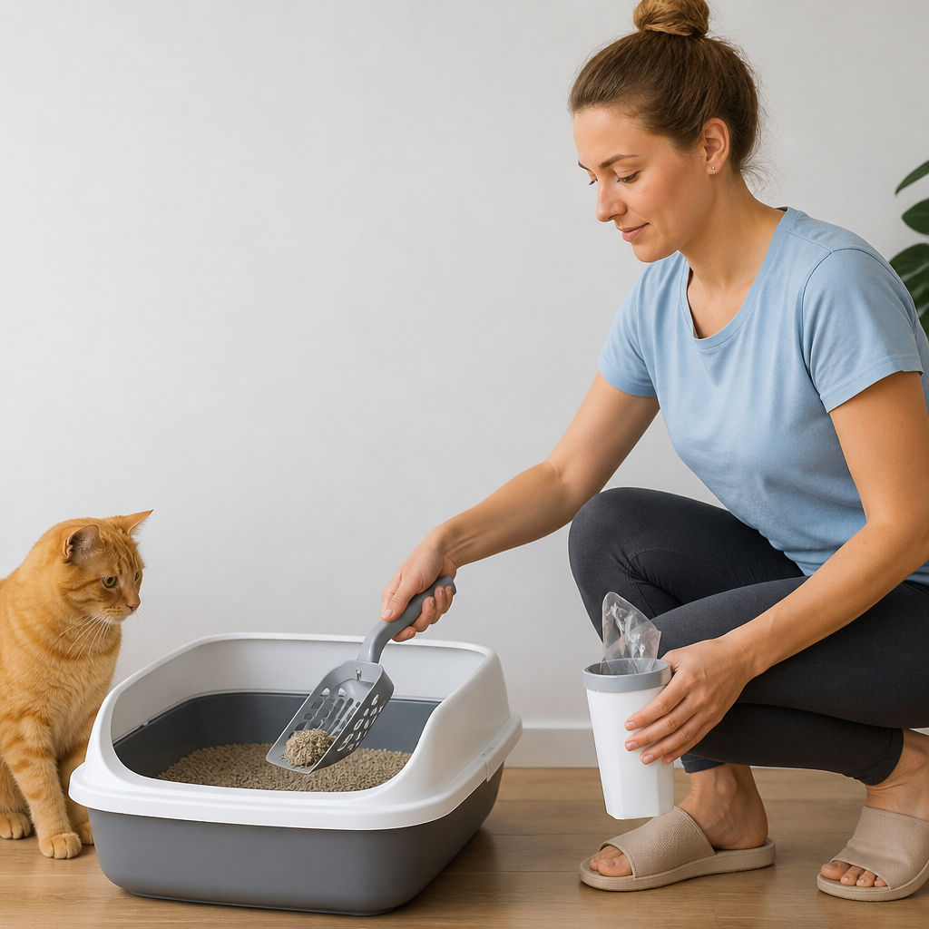 Cat Litter Scoop with Waste Bag Holder for Fast and Mess Free Cleaning