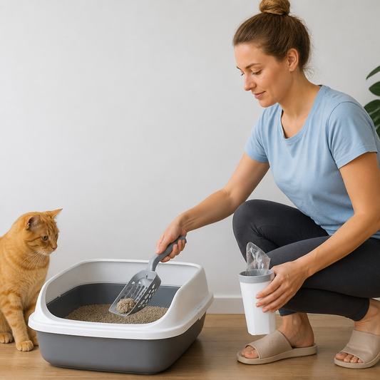 Cat Litter Scoop with Waste Bag Holder for Fast and Mess Free Cleaning