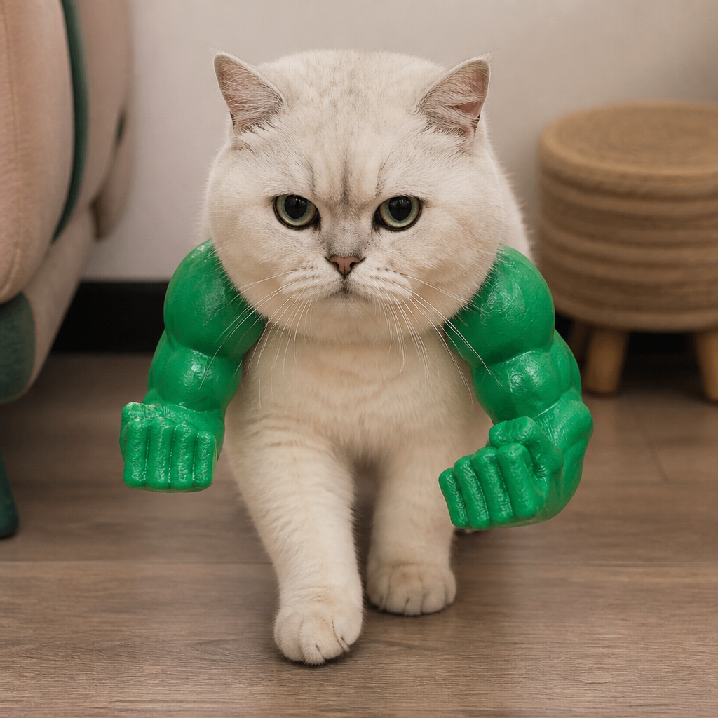 Muscle Arm Cat Costume Harness for Funny Pet Photos and Dress Up