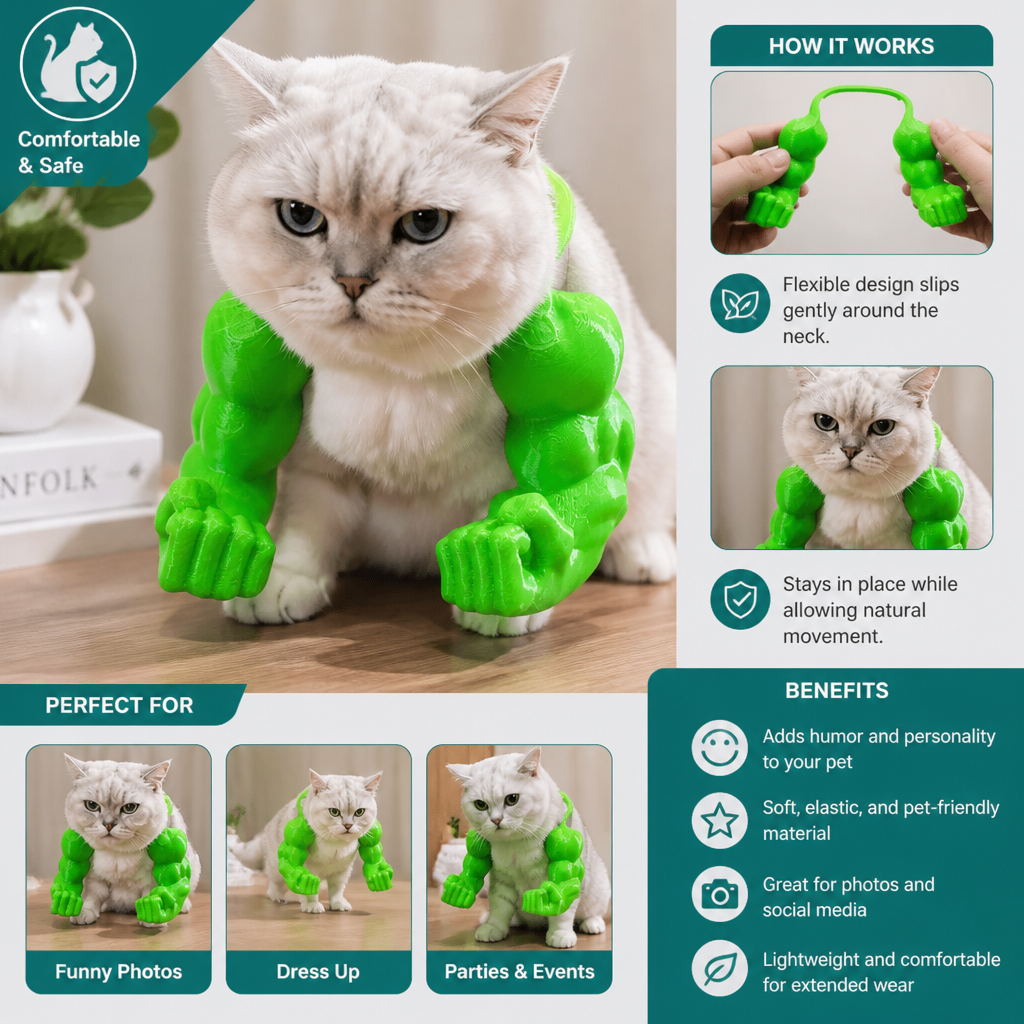 Muscle Arm Cat Costume Harness for Funny Pet Photos and Dress Up