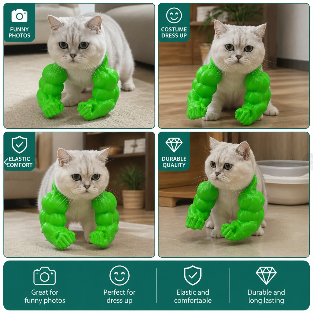 Muscle Arm Cat Costume Harness for Funny Pet Photos and Dress Up