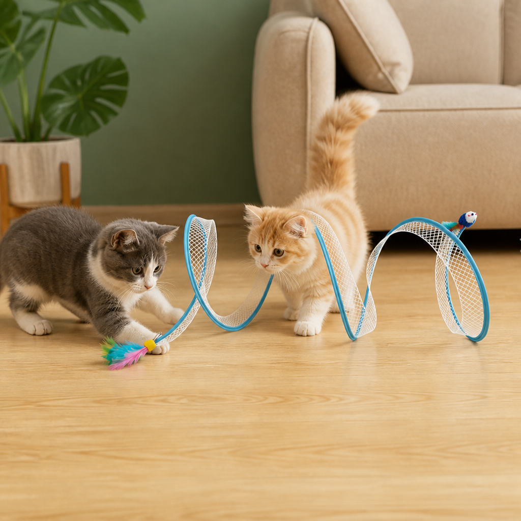 S-Shaped Cat Tunnel Toy – Interactive Foldable Play Tunnel