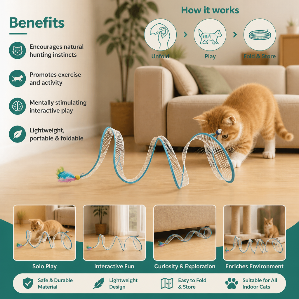 S-Shaped Cat Tunnel Toy – Interactive Foldable Play Tunnel