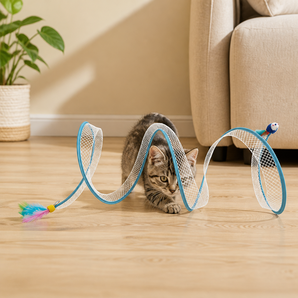 S-Shaped Cat Tunnel Toy – Interactive Foldable Play Tunnel
