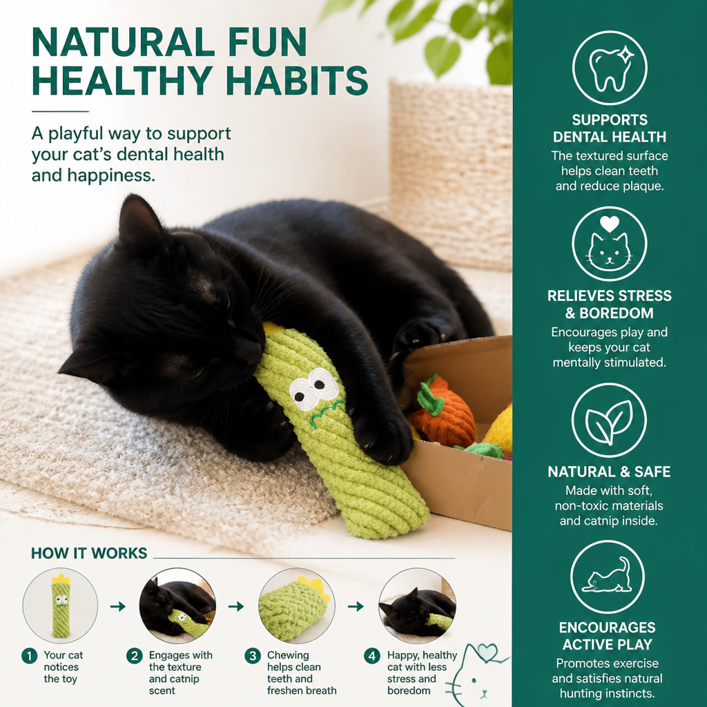 Catnip-Filled Cactus Teeth Cleaning Cat Toy