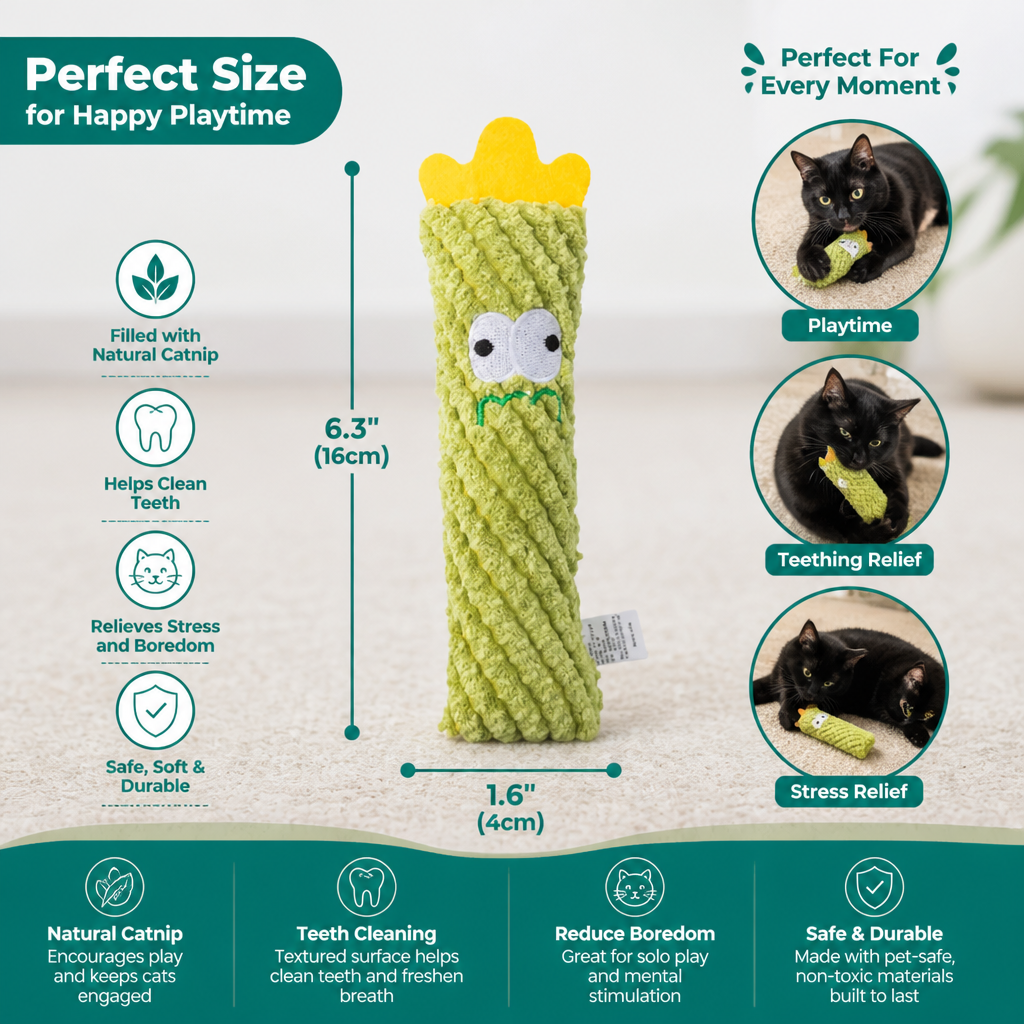 Catnip-Filled Cactus Teeth Cleaning Cat Toy