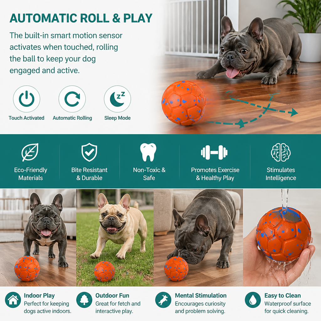 Eco-Friendly Bite-Resistant Smart Interactive Automatic Dog Ball