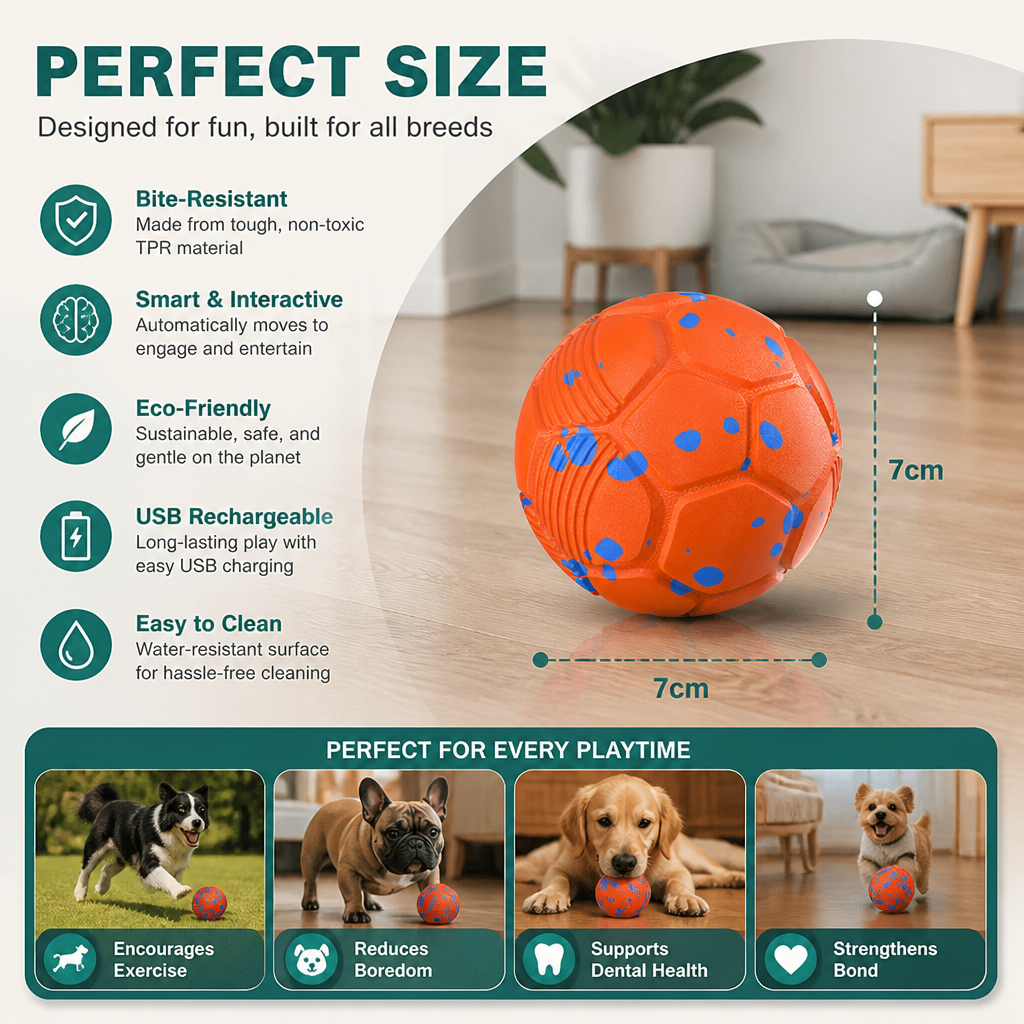 Eco-Friendly Bite-Resistant Smart Interactive Automatic Dog Ball