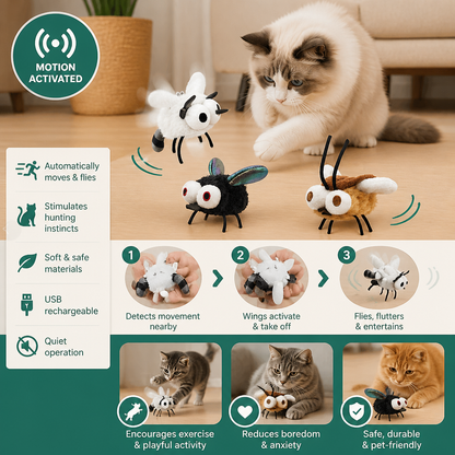 Motion-Activated Flying Insect Cat Toy