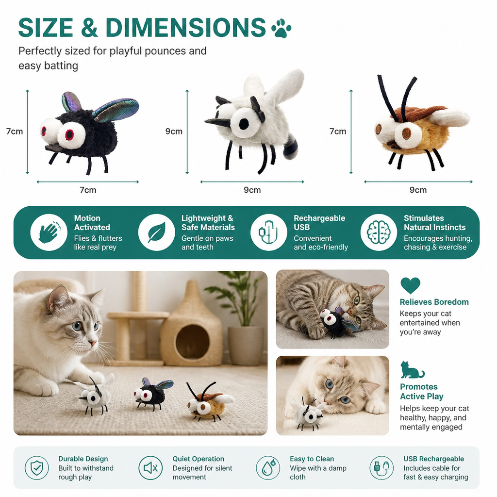 Motion-Activated Flying Insect Cat Toy
