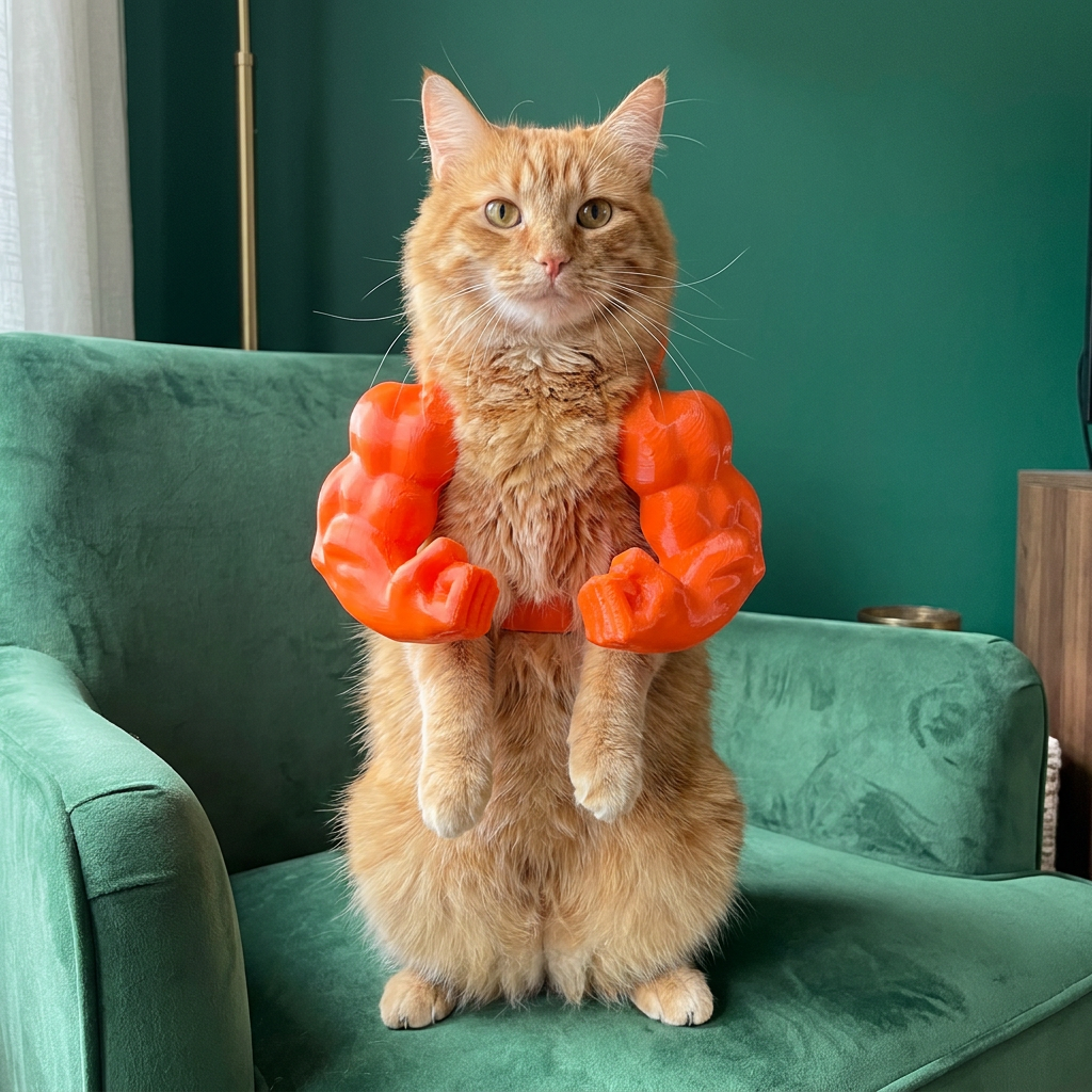 Muscle Arm Cat Costume Harness for Funny Pet Photos and Dress Up
